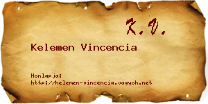 Kelemen Vincencia névjegykártya